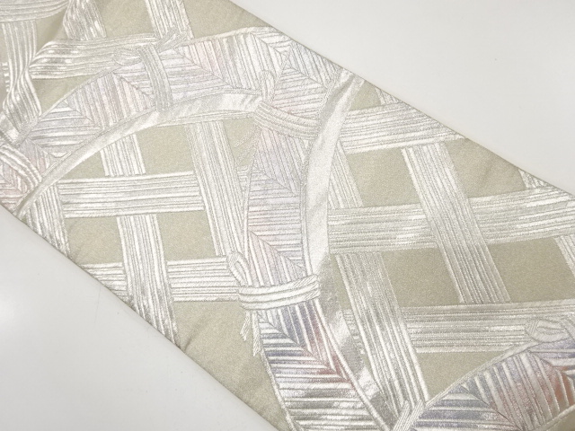 JAPANESE KIMONO / ANTIQUE FUKURO OBI / SILK / WOVEN FENCE